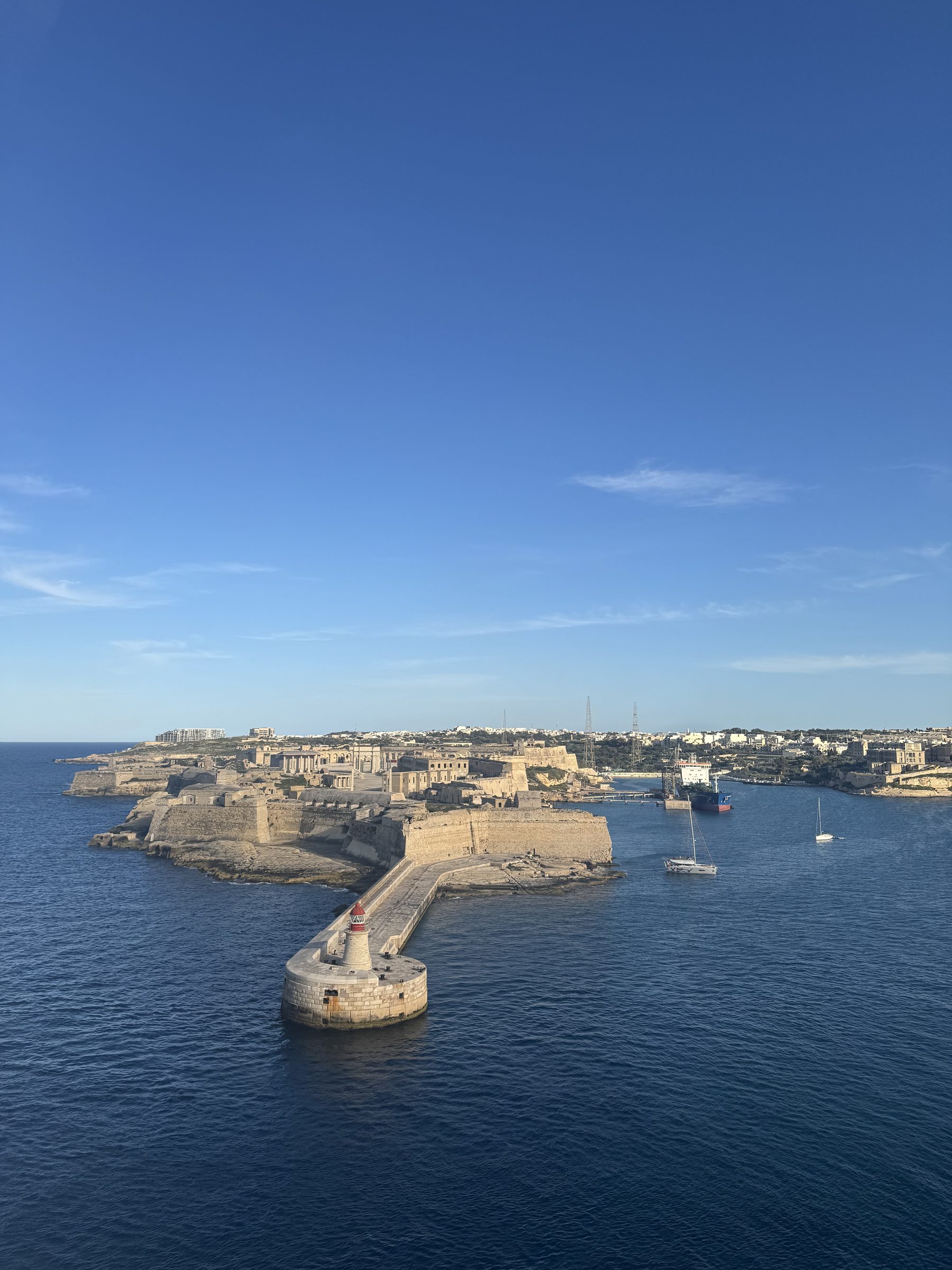 Malta harbour across blue water